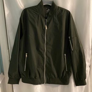 Nylon bomber jacket olive green